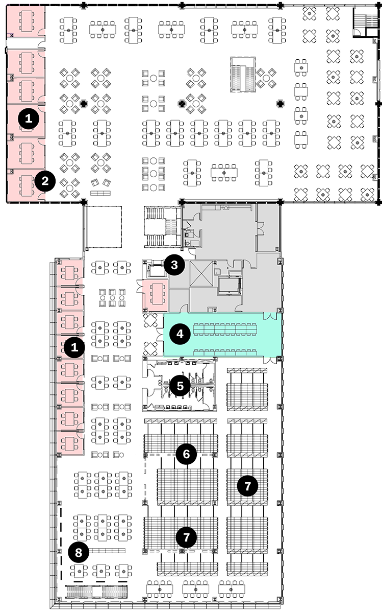Map of WongAvery Library 2nd Floor